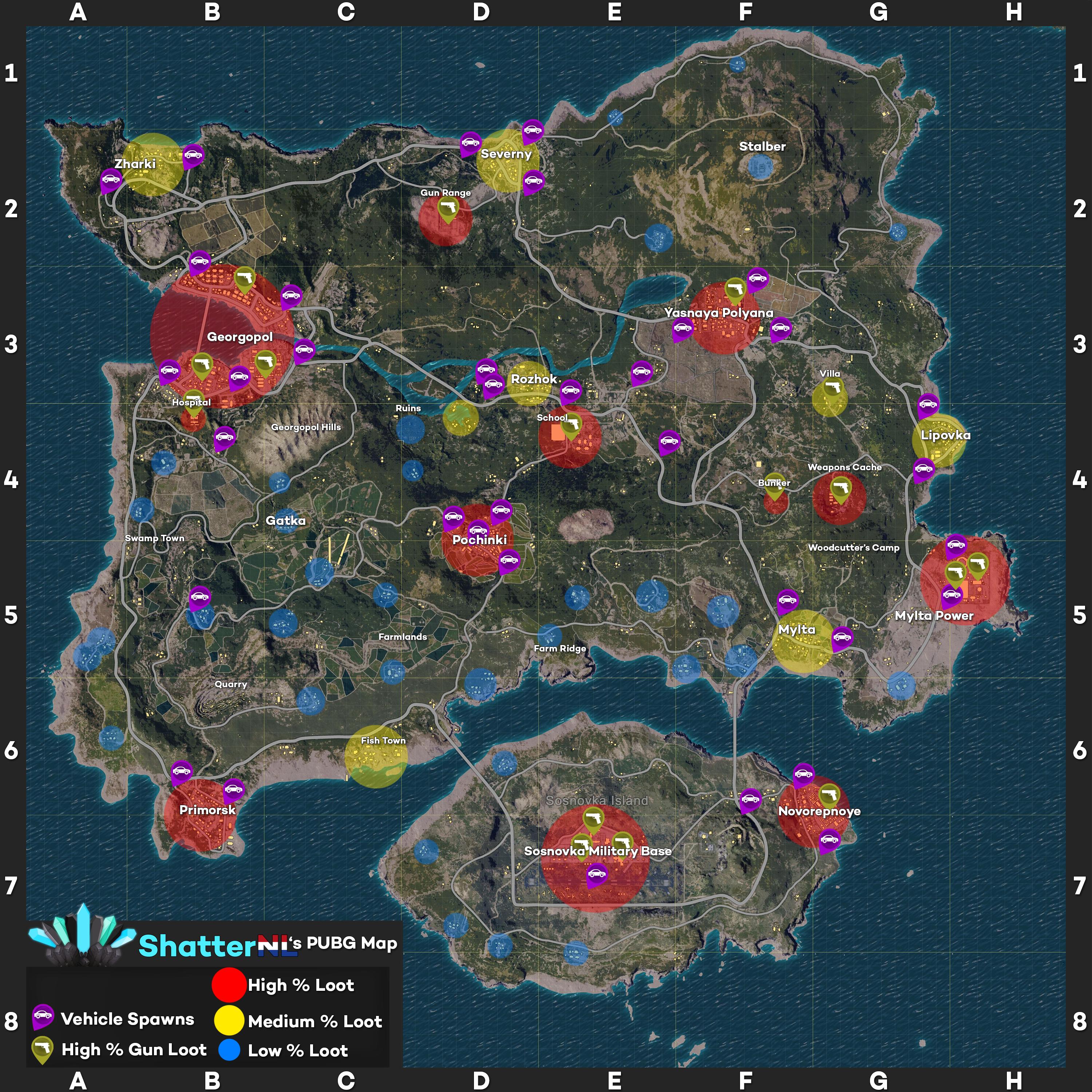 PLAYERUNKNOWN’S BATTLEGROUNDS Maps & Loot Maps, Pictures ... - 3000 x 3000 jpeg 1557kB